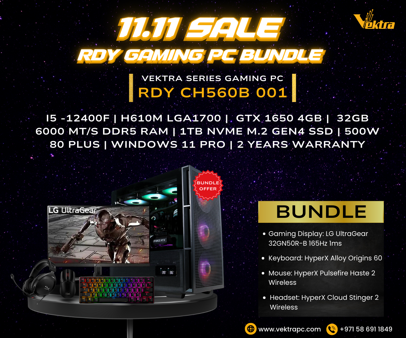 Vektra RDY CH560 Black Gaming PC Bundle 001