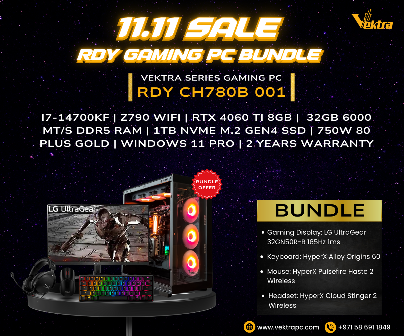 Vektra RDY CH780 Black Gaming PC Bundle 001