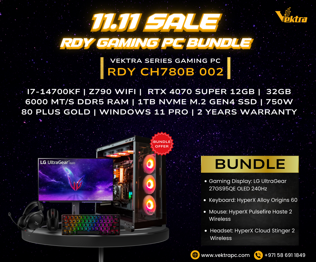 Vektra RDY CH780 Black Gaming PC Bundle 002