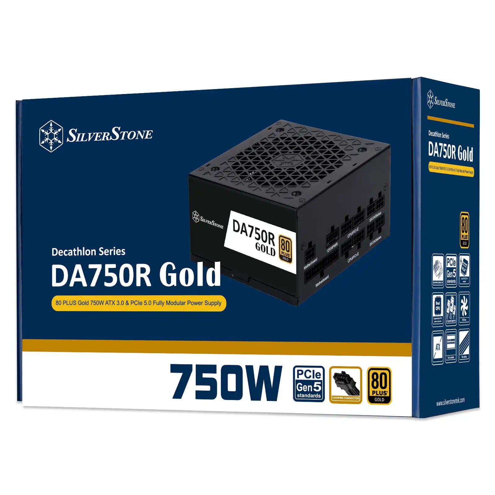 SilverStone DA750R Gold 80 PLUS Gold 750W ATX 3.0 & PCIe 5.0 Fully Modular Power Supply | SST-DA750R-GM