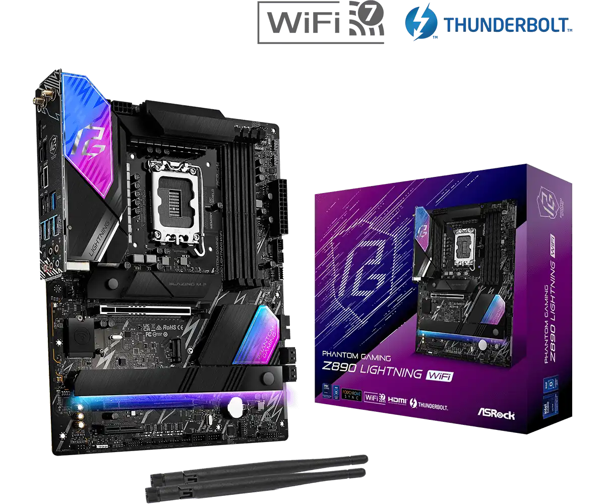 ASRock PHANTOM GAMING Z890 Lightning WiFi LGA1851 Socket Gaming Motherboard