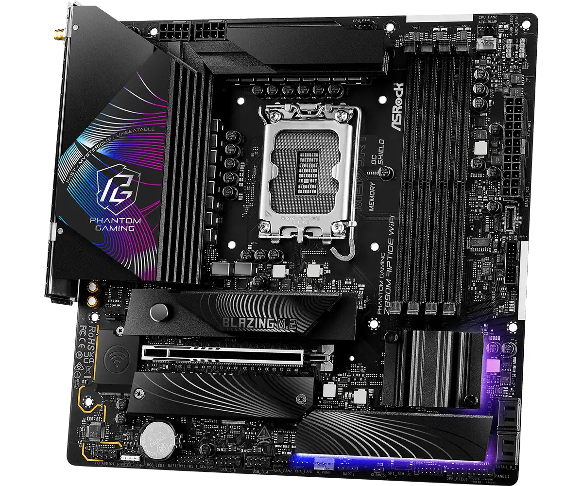 ASRock PHANTOM GAMING Z890M Riptide WiFi LGA1851 Socket Gaming Motherboard