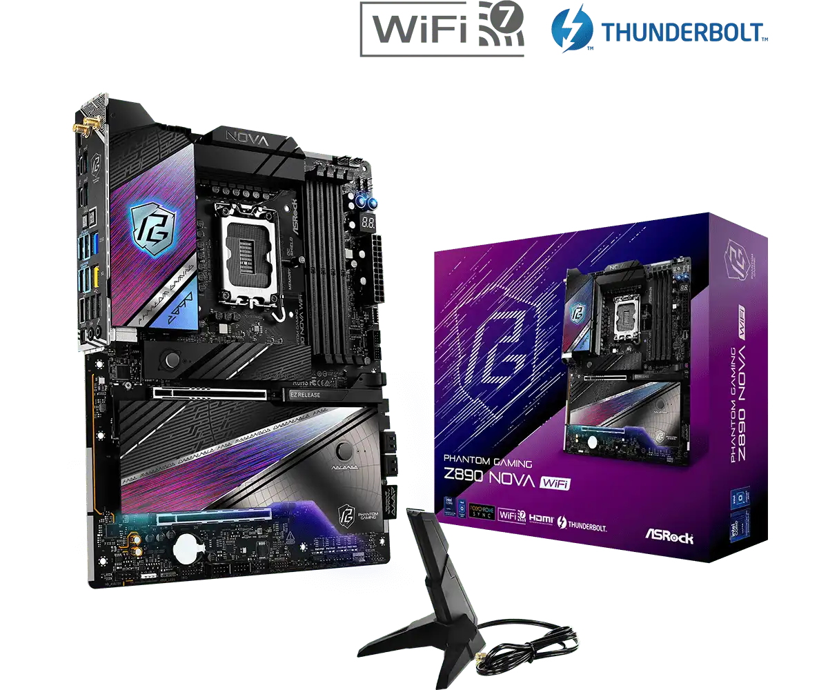 ASRock PHANTOM GAMING Z890 Nova WiFi LGA1851 Socket Gaming Motherboard