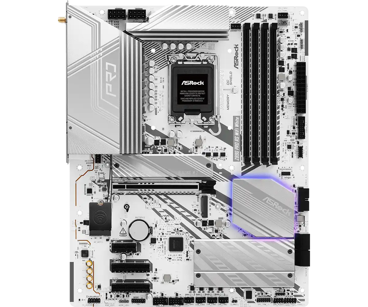 ASRock Z890 Pro RS WiFi White LGA1851 Socket Gaming Motherboard