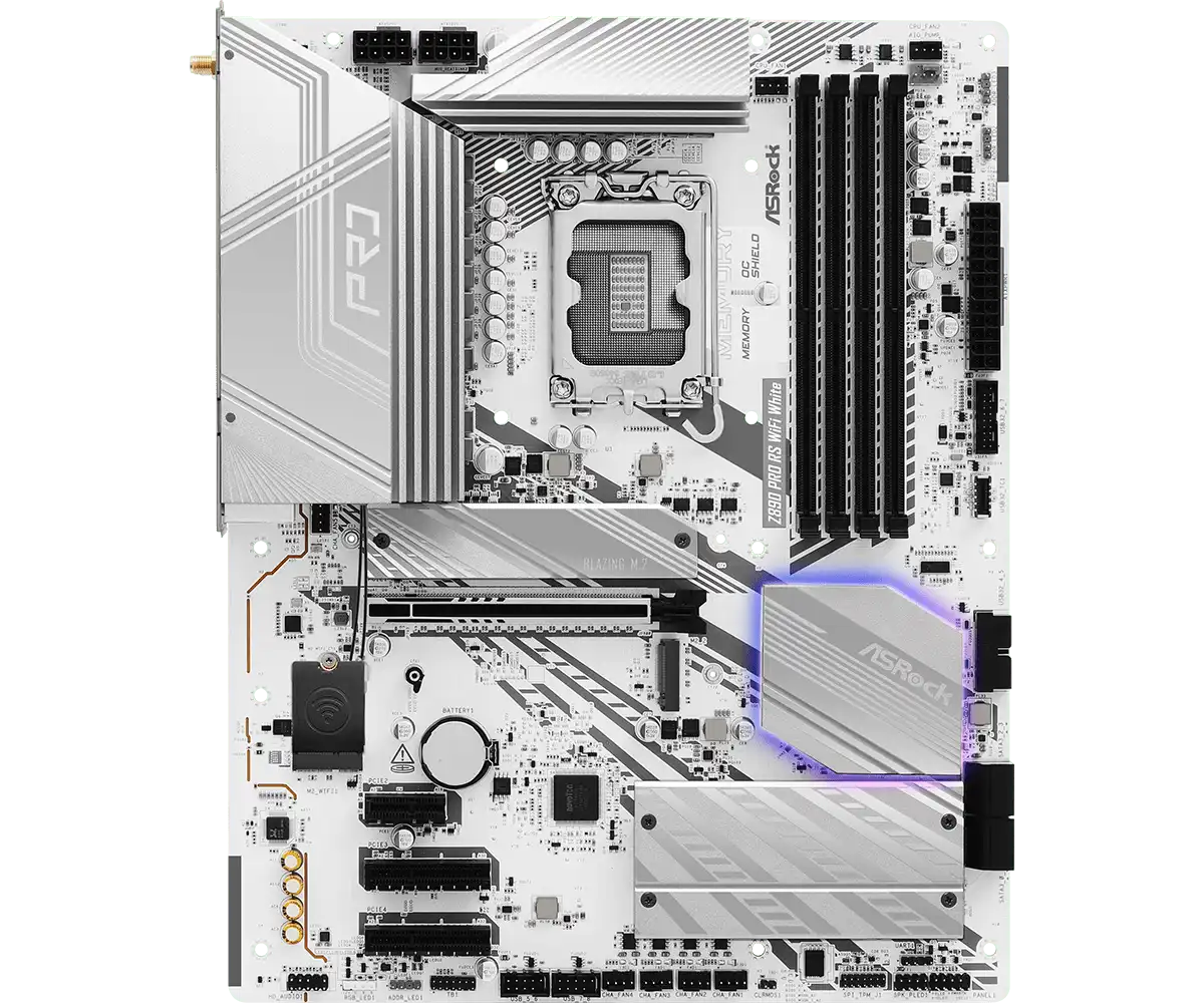 ASRock Z890 Pro RS WiFi White LGA1851 Socket Gaming Motherboard