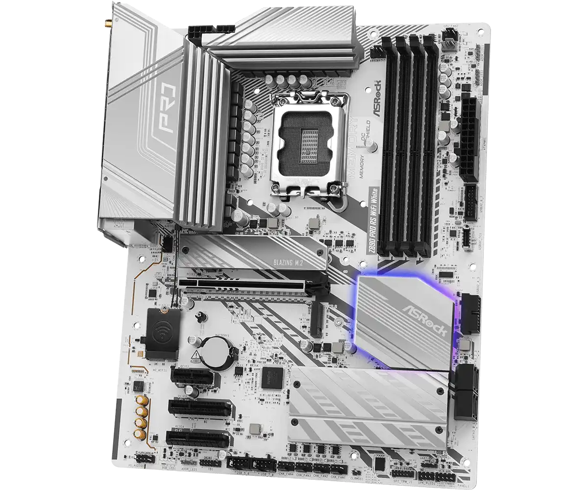 ASRock Z890 Pro RS WiFi White LGA1851 Socket Gaming Motherboard