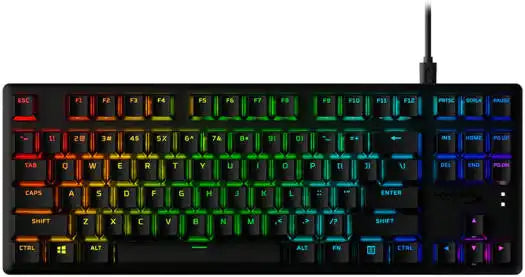 HyperX Alloy Origins Core PBT Mechanical Gaming Keyboard, Durable PBT Keycaps, 100% Anti-Ghosting, Radiant RGB Lighting, HyperX Red Switch, ENG-ARB Layout, USB 2.0, Black | 639N7AA#A2N