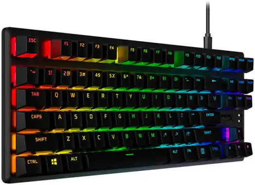 HyperX Alloy Origins Core PBT Mechanical Gaming Keyboard, Durable PBT Keycaps, 100% Anti-Ghosting, Radiant RGB Lighting, HyperX Red Switch, ENG-ARB Layout, USB 2.0, Black | 639N7AA#A2N