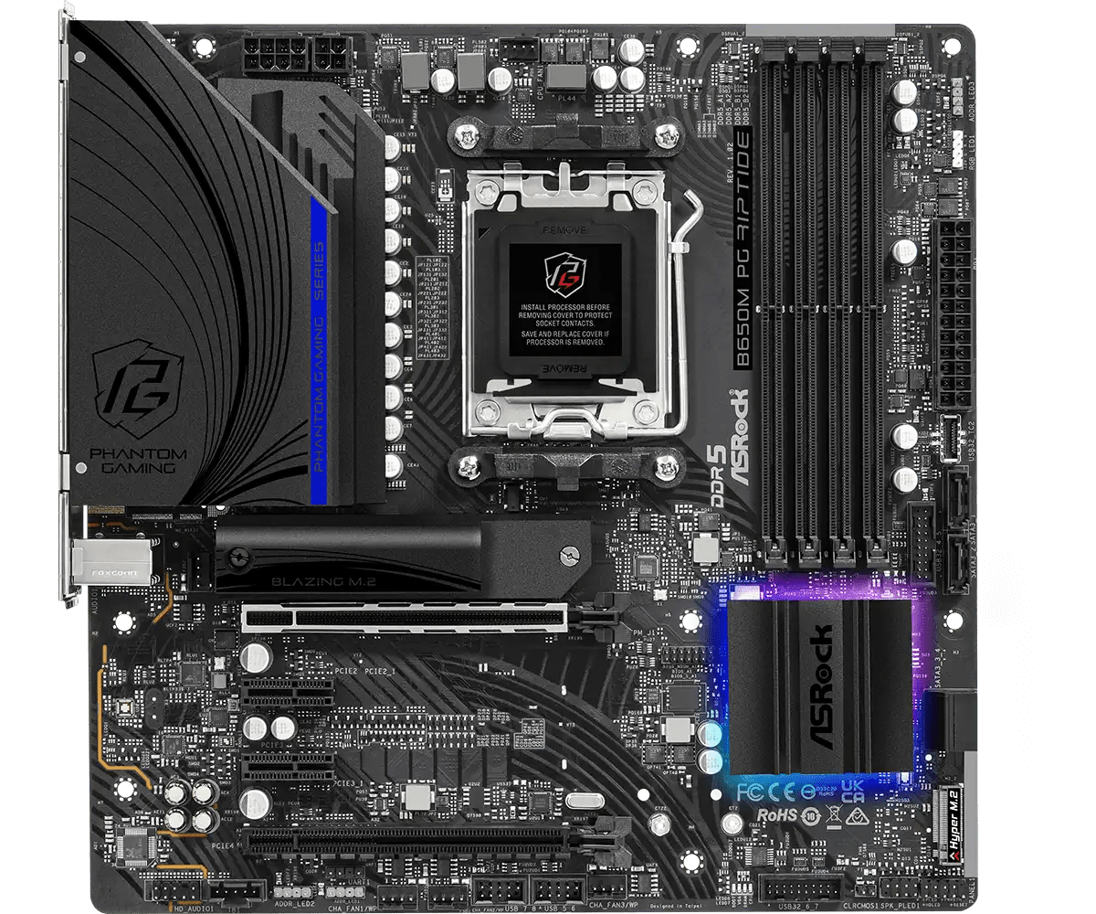 ASRock B650M PG Riptide AMD AM5 Gaming Motherboard | 90 - MXBJ90 - A0UAYZ - Vektra Computers LLC