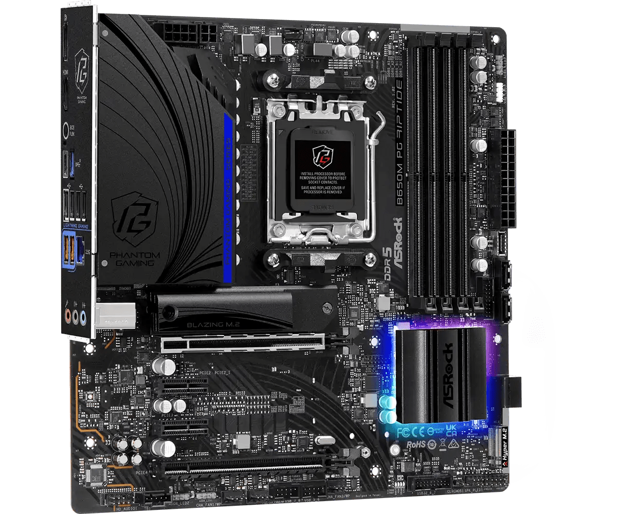 ASRock B650M PG Riptide AMD AM5 Gaming Motherboard | 90 - MXBJ90 - A0UAYZ - Vektra Computers LLC