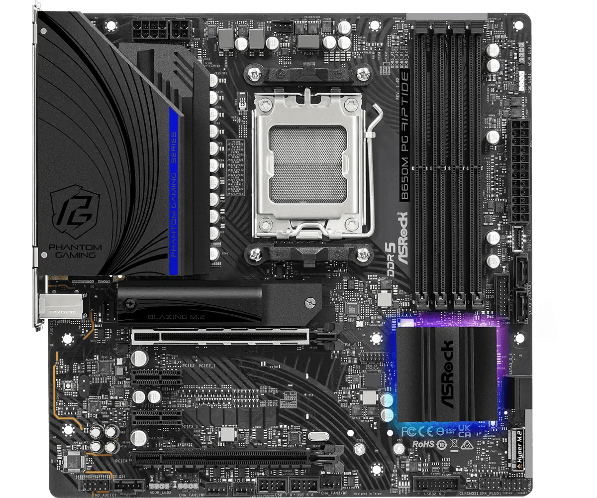 ASRock B650M PG Riptide AMD AM5 Gaming Motherboard | 90 - MXBJ90 - A0UAYZ - Vektra Computers LLC