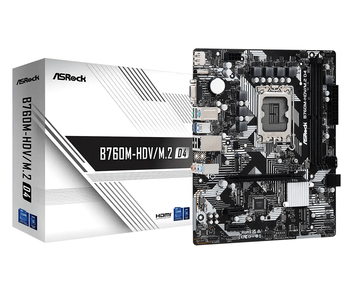 ASRock B760M - HDV/M.2 D4 LGA1700 Intel Motherboard | 90 - MXBL40 - A0UAYZ - Vektra Computers LLC