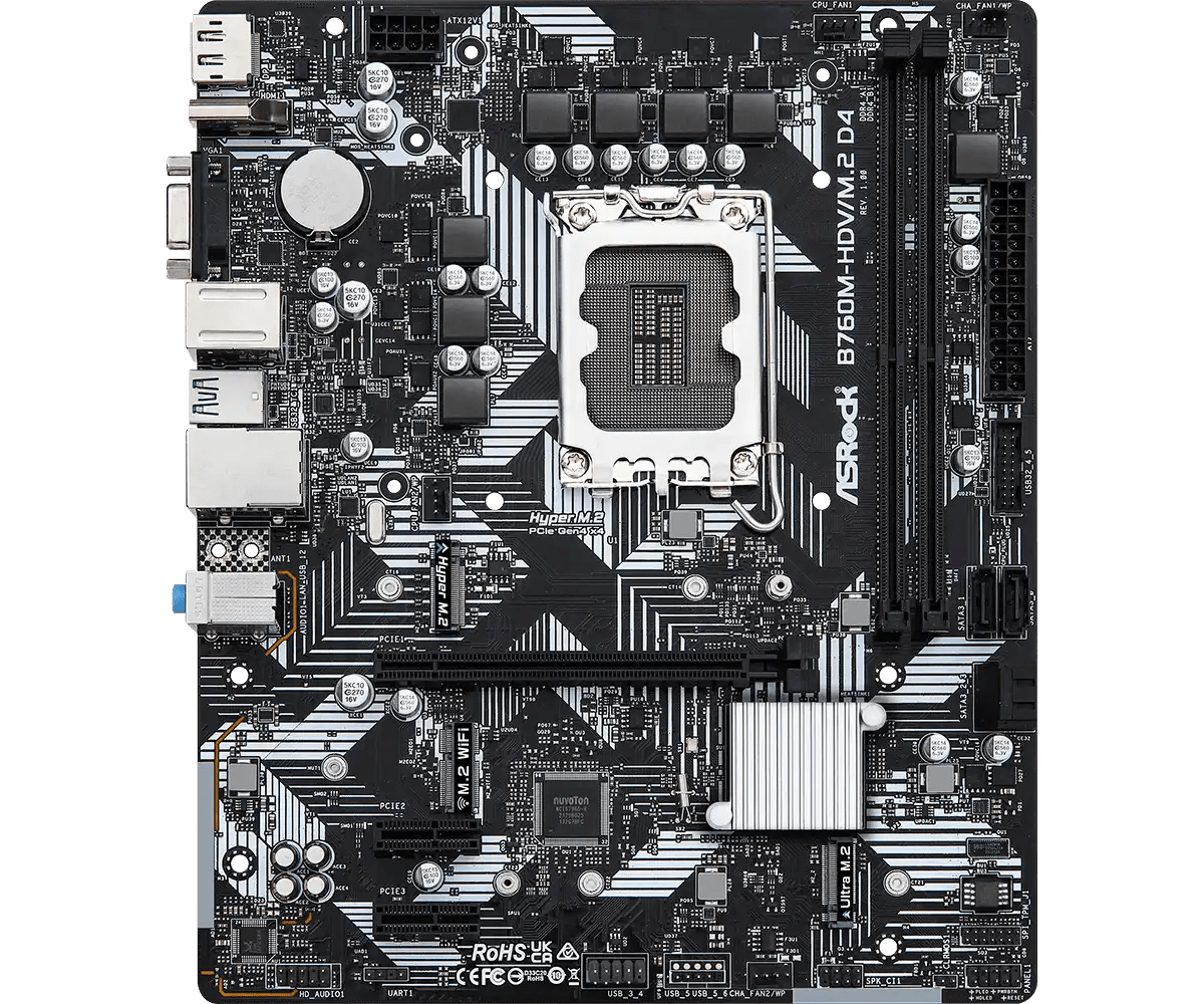 ASRock B760M - HDV/M.2 D4 LGA1700 Intel Motherboard | 90 - MXBL40 - A0UAYZ - Vektra Computers LLC