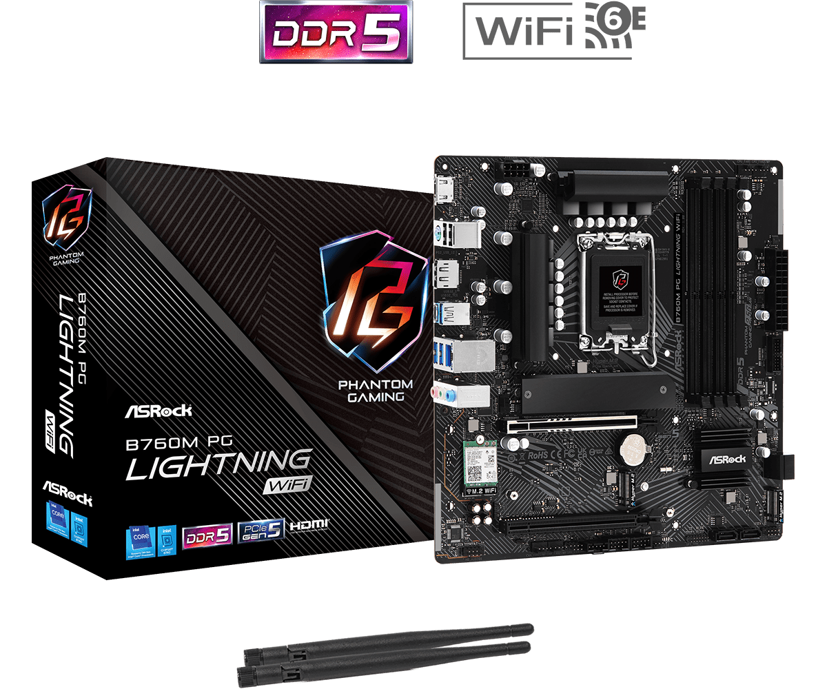 Asrock B760M PG Lightning WiFi | 90 - MXBMT0 - A0UAYZ - 4710483943522 - Vektra Computers LLC