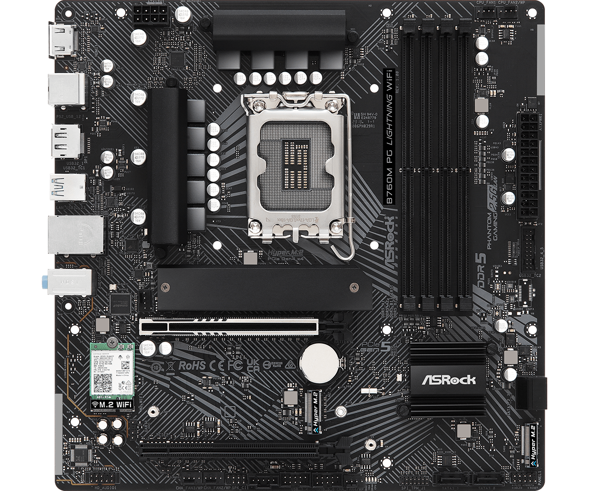 Asrock B760M PG Lightning WiFi | 90 - MXBMT0 - A0UAYZ - 4710483943522 - Vektra Computers LLC