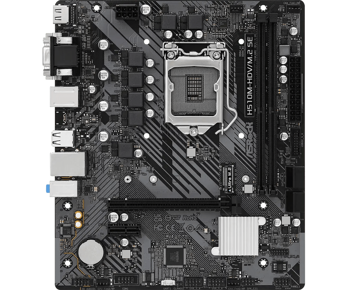 ASRock H510M - HDV/M.2 SE LGA 1700 Socket Intel Motherboard | 90 - MXBM00 - A0UAYZ - Vektra Computers LLC