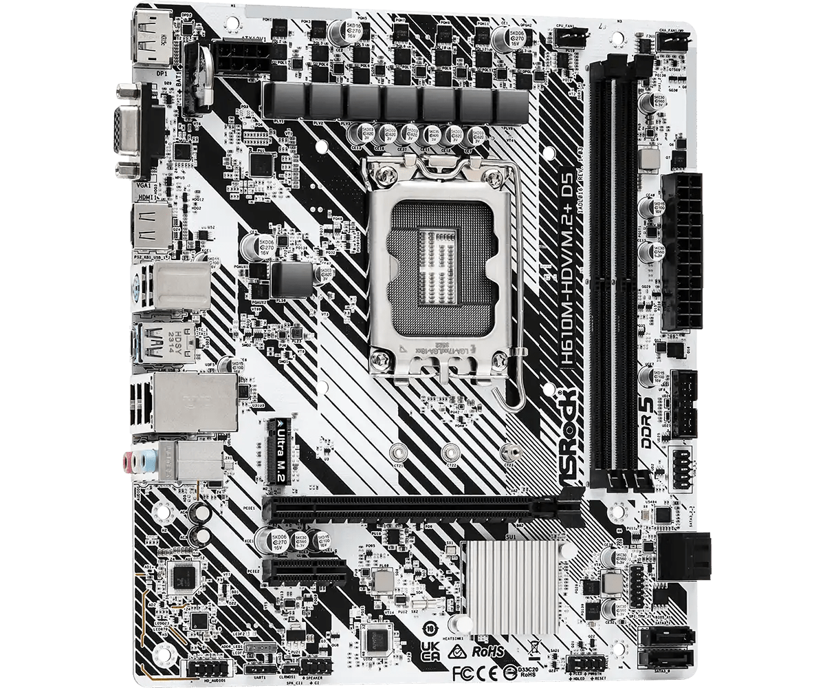 ASRock H610M - HDV/M.2+ D5 LGA 1700 Socket Intel Motherboard | 90 - MXBM50 - A0UAYZ - Vektra Computers LLC