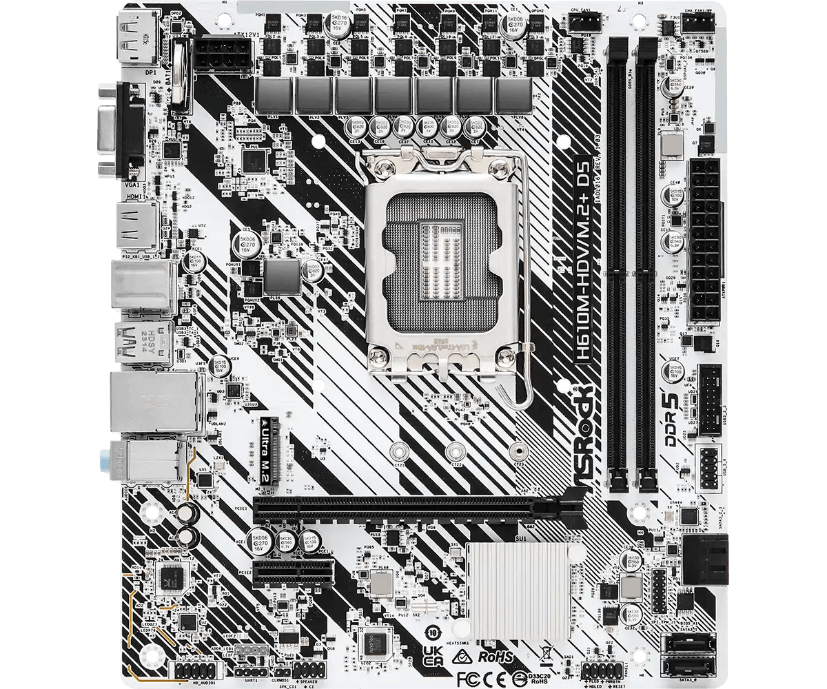 ASRock H610M - HDV/M.2+ D5 LGA 1700 Socket Intel Motherboard | 90 - MXBM50 - A0UAYZ - Vektra Computers LLC