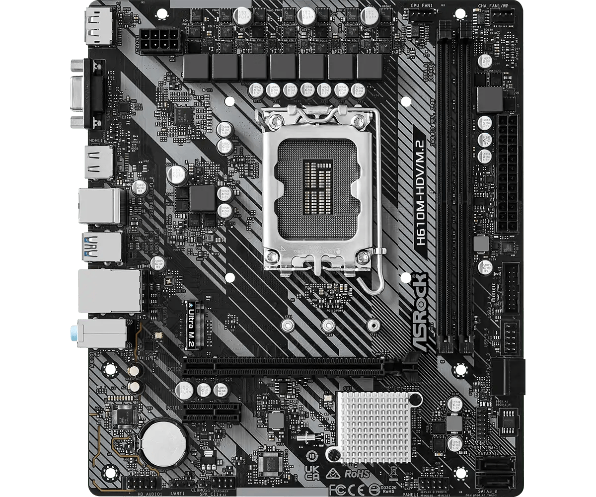 ASRock H610M - HDV/M.2 R2.0 LGA 1700 Socket Intel Motherboard | 90 - MXBJH0 - A0UAYZ - Vektra Computers LLC