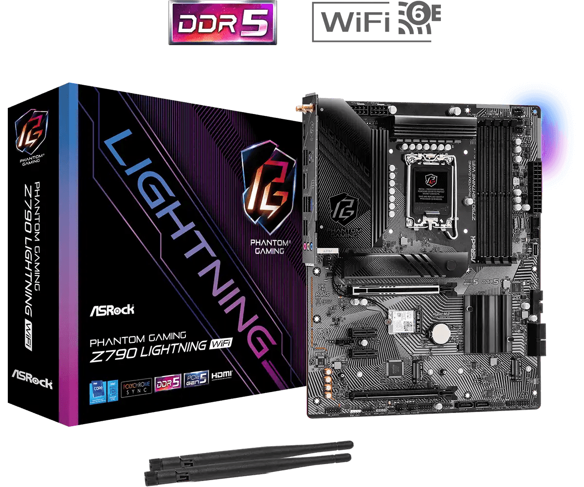 ASRock Phantom Gaming Z790 Lightning WiFi LGA 1700 Intel Motherboard | 90 - MXBM80 - A0UAYZ - Vektra Computers LLC