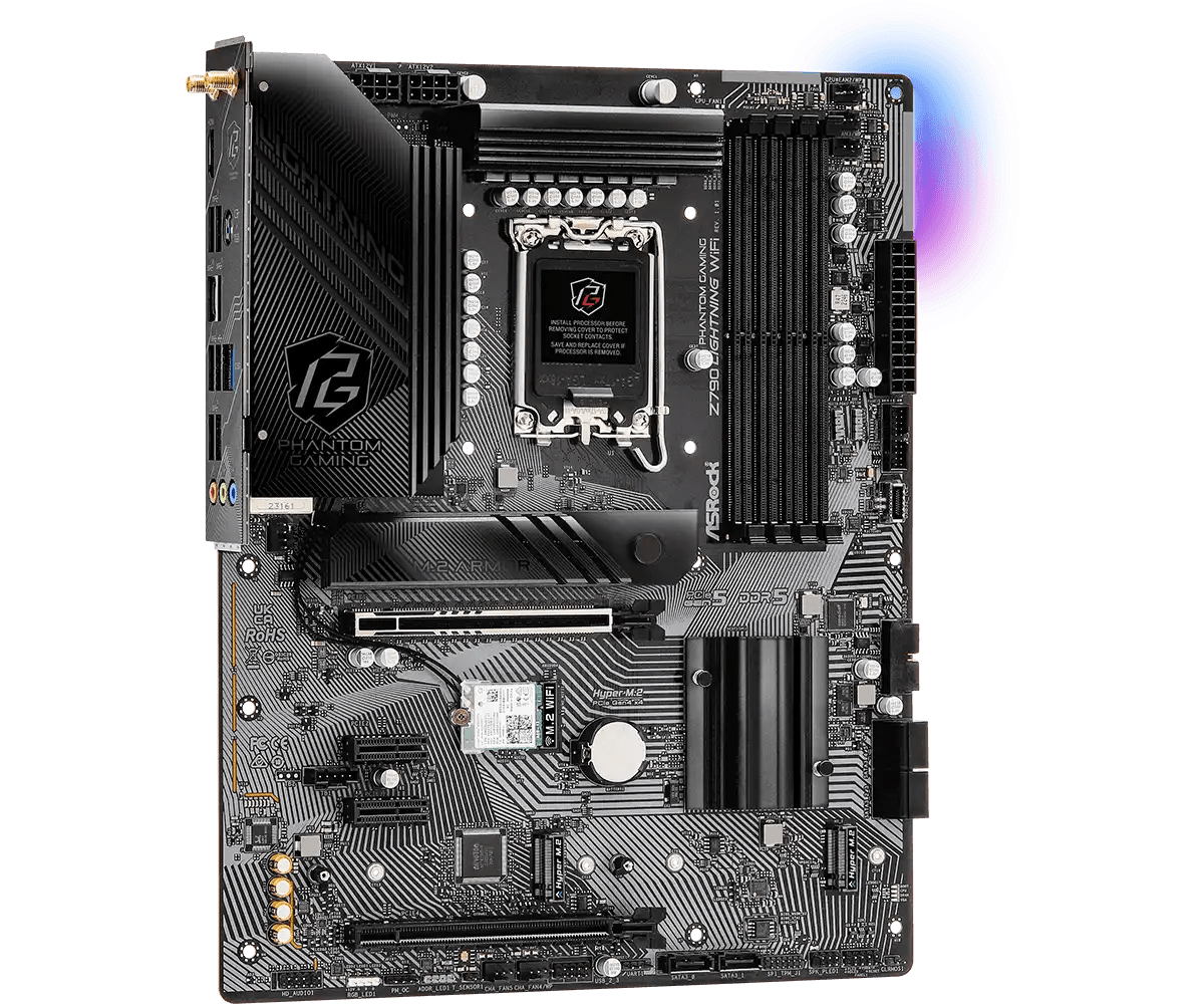 ASRock Phantom Gaming Z790 Lightning WiFi LGA 1700 Intel Motherboard | 90 - MXBM80 - A0UAYZ - Vektra Computers LLC