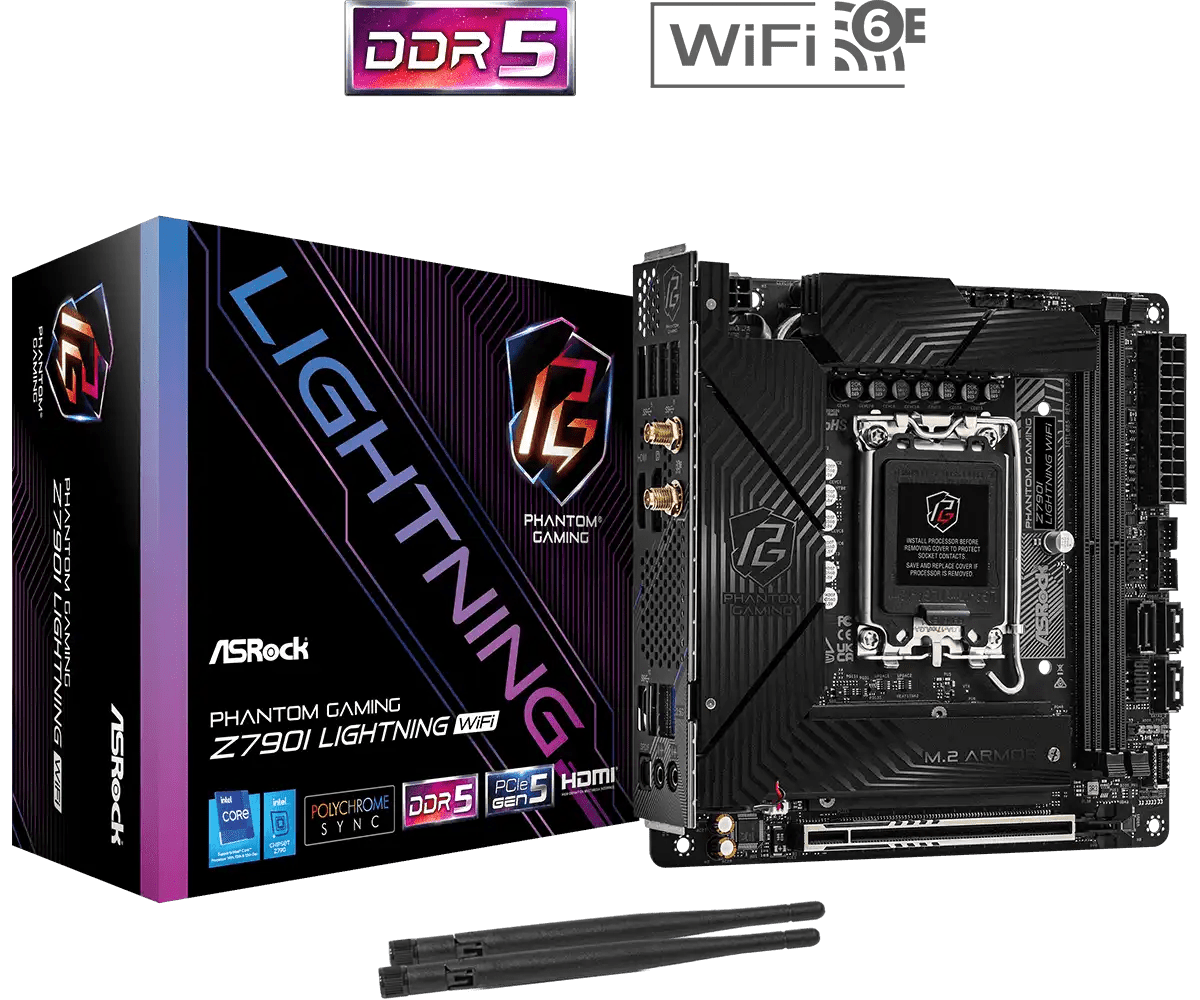 ASRock PHANTOM GAMING Z790I Lightning WiFi Intel LGA1700 Gaming Motherboard | 1190 - MXBNM0 - A0UAYZ - 4710483946660 - Vektra Computers LLC