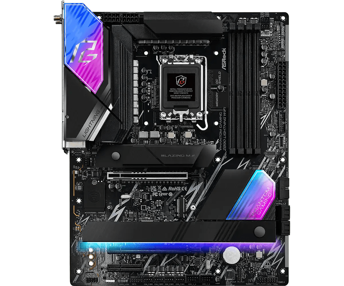 ASRock PHANTOM GAMING Z890 Lightning WiFi LGA1851 Socket Gaming Motherboard - Vektra Computers LLC