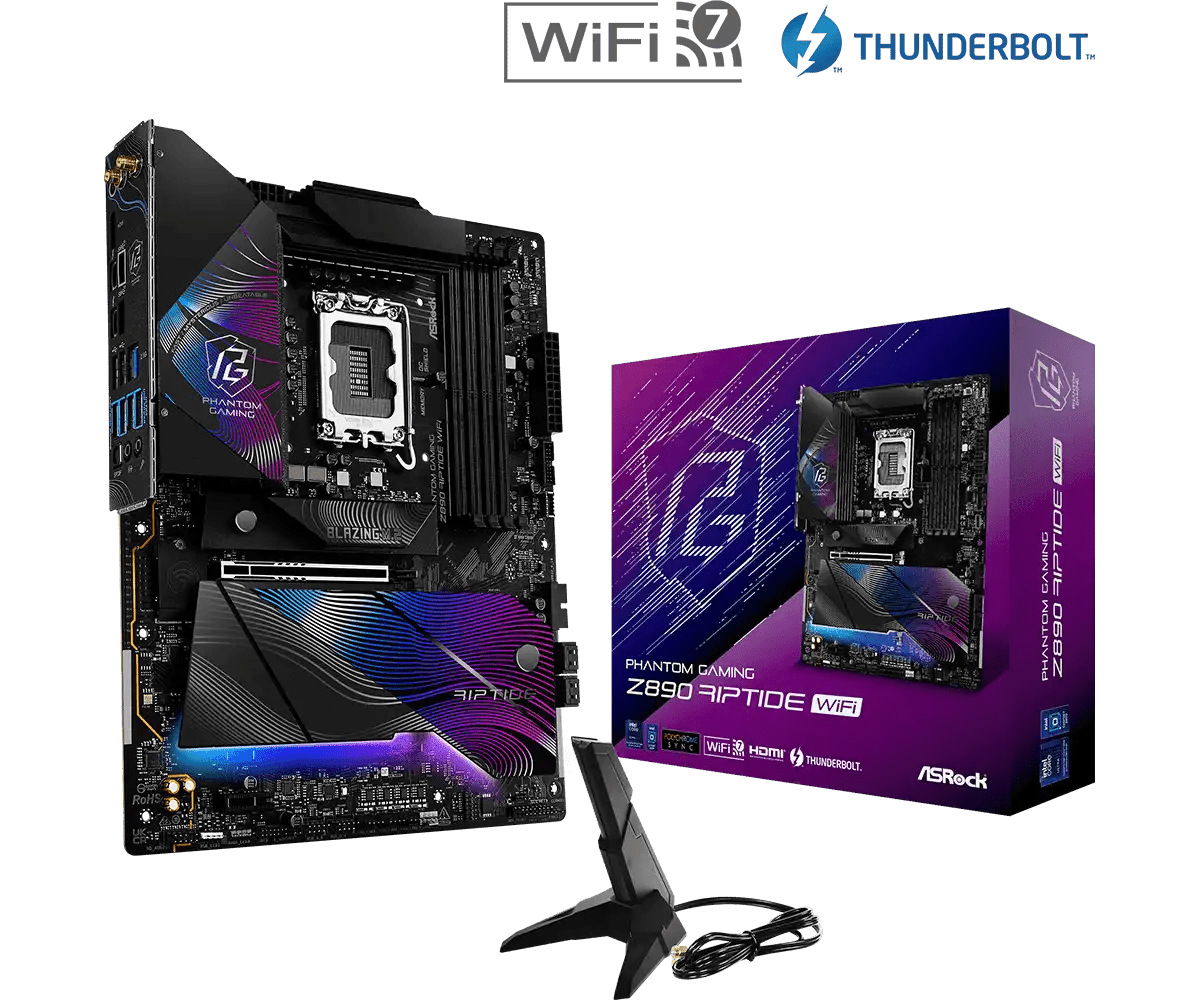 ASRock PHANTOM GAMING Z890 Riptide WiFi LGA1851 Socket Gaming Motherboard - Vektra Computers LLC