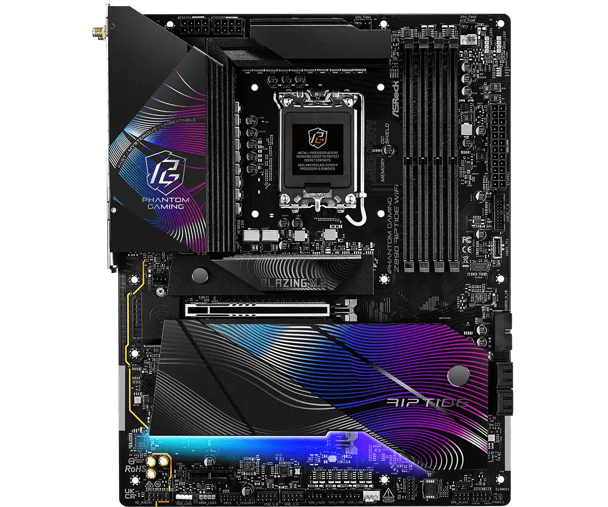 ASRock PHANTOM GAMING Z890 Riptide WiFi LGA1851 Socket Gaming Motherboard - Vektra Computers LLC