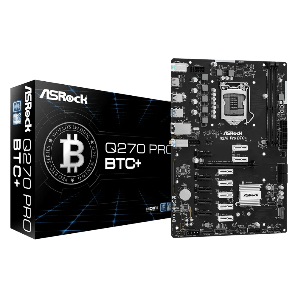 ASRock Q270 Pro BTC+ Intel 200 Series Mining Motherboard | 90 - MXBHM0 - A0UAYZ | - Vektra Computers LLC