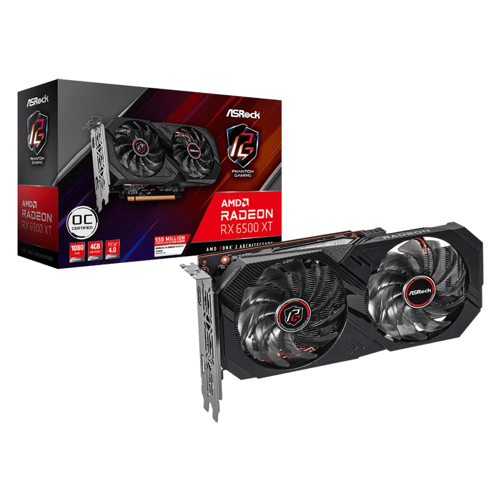 ASRock Radeon RX 6500 XT Phantom Gaming D 4GB OC Graphics Card | 90 - GA3DZZ - 00UANF | - Vektra Computers LLC