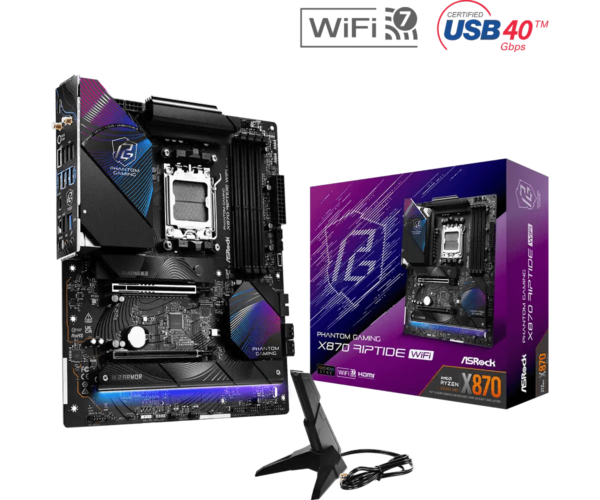 ASRock X870 Riptide WiFi AMD AM5 Socket Gaming Motherboard | 90 - MXBPP0 - A0UAYZ - 4710483949357 - Vektra Computers LLC