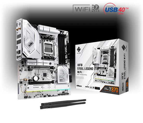 ASRock X870 Steel Legend WiFi AMD AM5 Socket Gaming Motherboard - Vektra Computers LLC