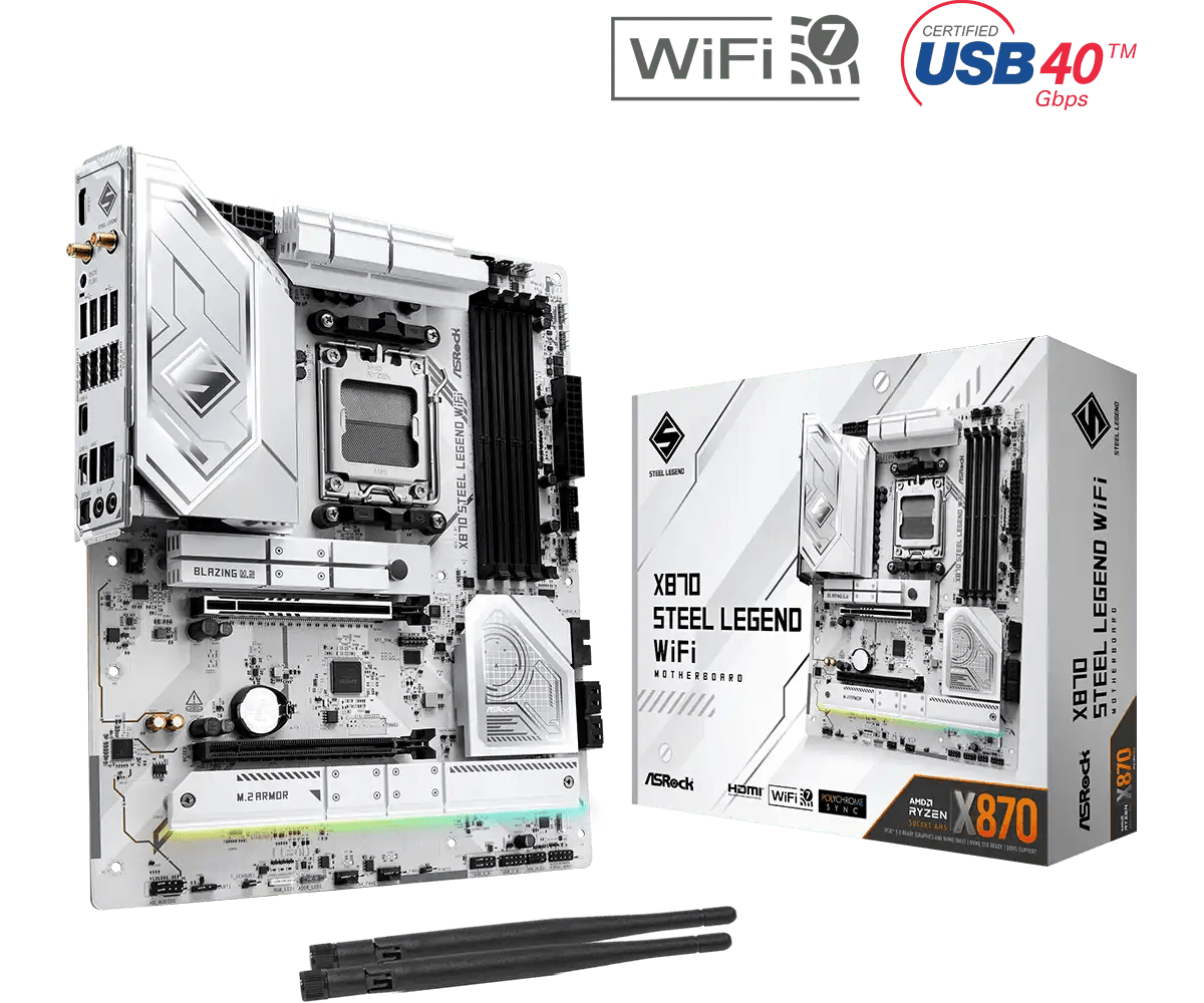 ASRock X870 Steel Legend WiFi AMD AM5 Socket Gaming Motherboard | 90 - MXBPJ0 - A0UAYZ - 4710483949340 - Vektra Computers LLC