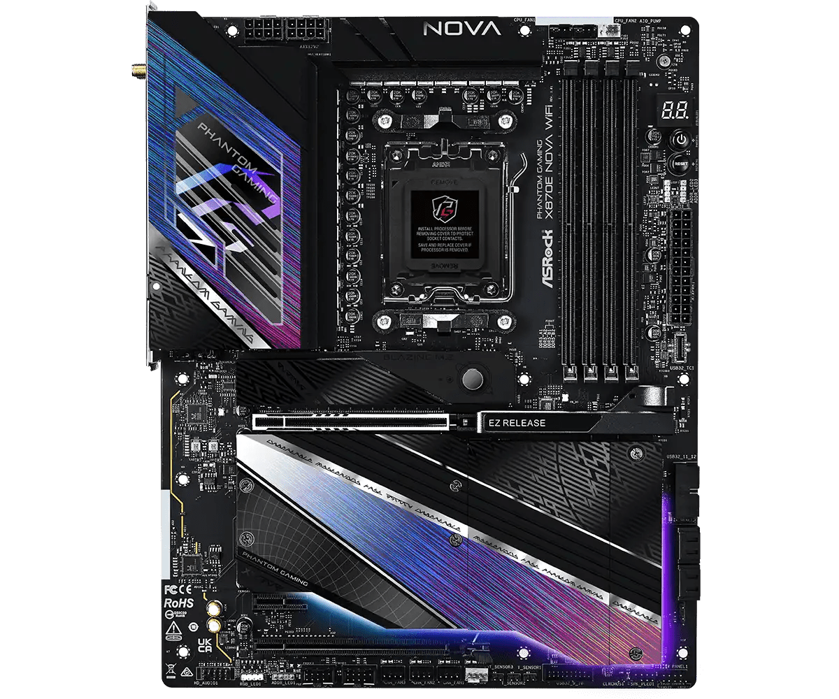 ASRock X870E Nova WiFi AMD AM5 Socket Gaming Motherboard | 90 - MXBPX0 - A0UAYZ - 801964409720 - Vektra Computers LLC