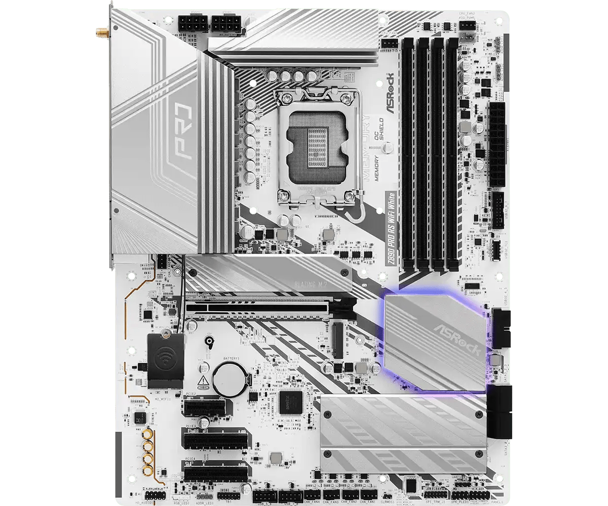 ASRock Z890 Pro RS WiFi White LGA1851 Socket Gaming Motherboard - Vektra Computers LLC