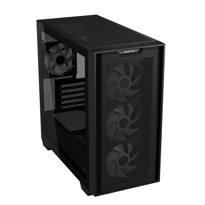 ASUS A21 Plus M - ATX Computer Case, 4x 120mm aRGB Pre - Installed Fan, Up to 360mm Radiator & 7x Fan Support, BTF Support, Headphone, Microphone & 2x USB 3.2 Gen1 Interface, Black | 90DC00H0 - B19000 - Vektra Computers LLC