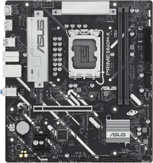 ASUS Prime B860M - K LGA 1851 Micro - ATX Motherboard LGA 1851 Micro - ATX Motherboard, Intel B860 Chipset, 2x DIMM DDR5 Slots, Up to 128GB Max Memory, 1x PCIe 4.0 x16 Slot, 2x M.2 Slots | 90MB1JT0 - M0EAY0 - 289 - Vektra Computers LLC