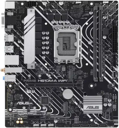 ASUS Prime H610M - A Wi - Fi Micro - ATX LGA 1700 Motherboard, Intel H610 Chipset, 2x DIMM DDR5 Slots, 96GB Max Memory, 2x M 2 Slots, 1x PCIe 4 0 x16 Slot, Wi - Fi 5 BT5 Connectivty 90MB1G00 - M0EAY0 - 289 - Vektra Computers LLC