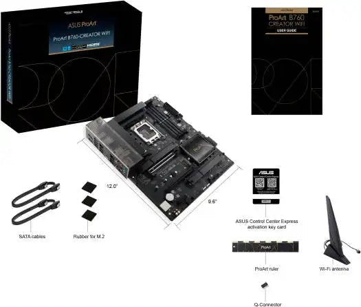 ASUS ProArt B760 - CREATOR WIFI LGA1700 ATX Motherboard, B760 Chipset4x DDR5 DIMM /192GB Max Memory, Wi - Fi 6 / BT 5.2 / 2.5Gb ETH, PCIe 5.0 / 3 x M.2, HDMI/DP/USB 3.2 / Thunderbolt | 90MB1FY0 - M1EAY0 - 289 - Vektra Computers LLC