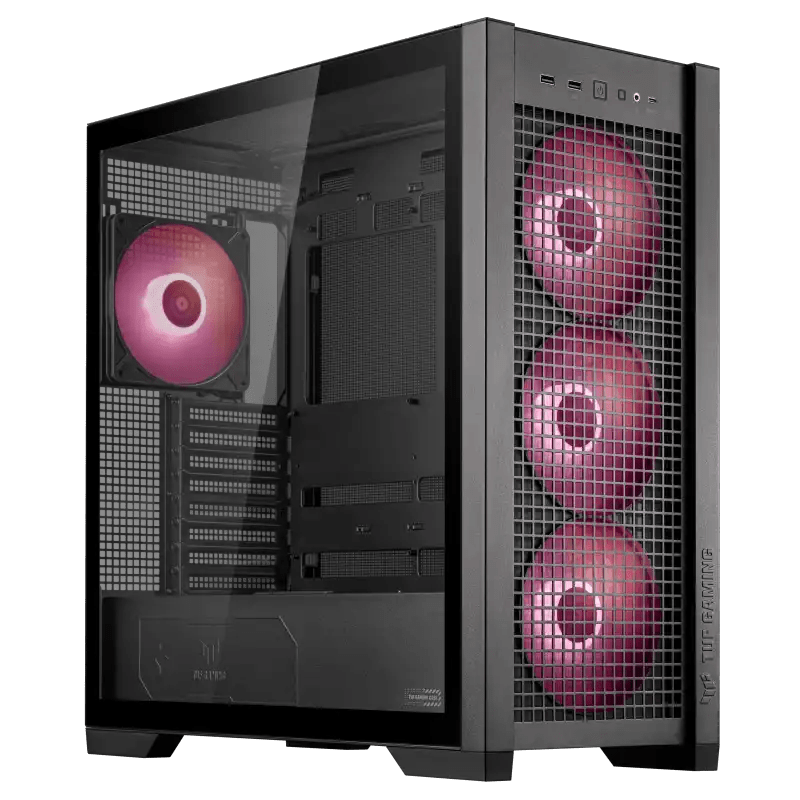 ASUS TUF Gaming GT302 aRGB Mid Tower Computer Case, 4x Pre - Installed Fan 140mm aRGB Fans, Up to 360mm Radiator & 7x Fan Support, 1x 3.5mm, 2x USB - A, & 1x USB - C I/O, White | 90DC00I3 - B19000 - Vektra Computers LLC