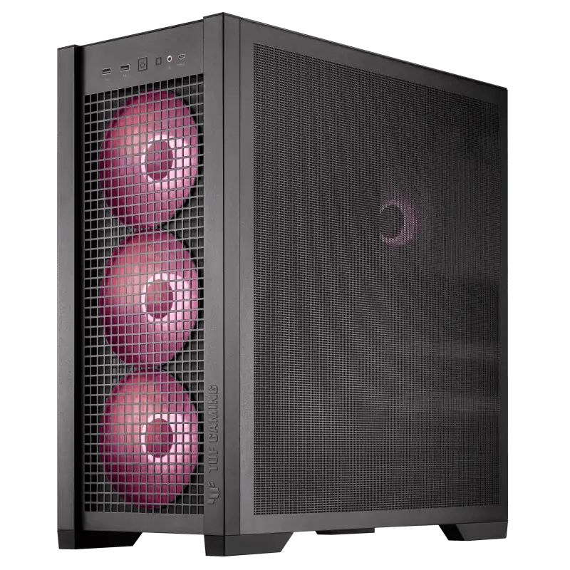 ASUS TUF Gaming GT302 aRGB Mid Tower Computer Case, 4x Pre - Installed Fan 140mm aRGB Fans, Up to 360mm Radiator & 7x Fan Support, 1x 3.5mm, 2x USB - A, & 1x USB - C I/O, White | 90DC00I3 - B19000 - Vektra Computers LLC