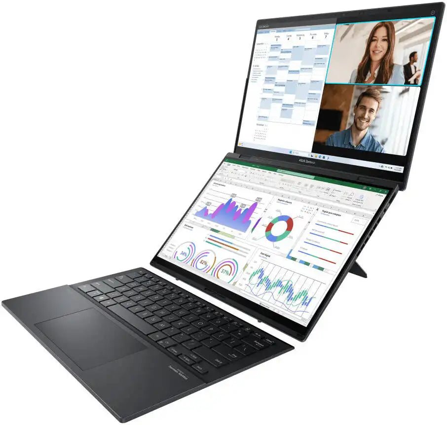 ASUS Zenbook Duo OLED Dual Screen Laptop, Dual 14" 3K OLED 120Hz Touch, Intel Core Ultra 7 155H, 16GB RAM, 1TB SSD, Intel Arc Graphics, English Keyboard, Windows 11, Inkwell Gray | 90NB12U1 - M007V0 - Vektra Computers LLC