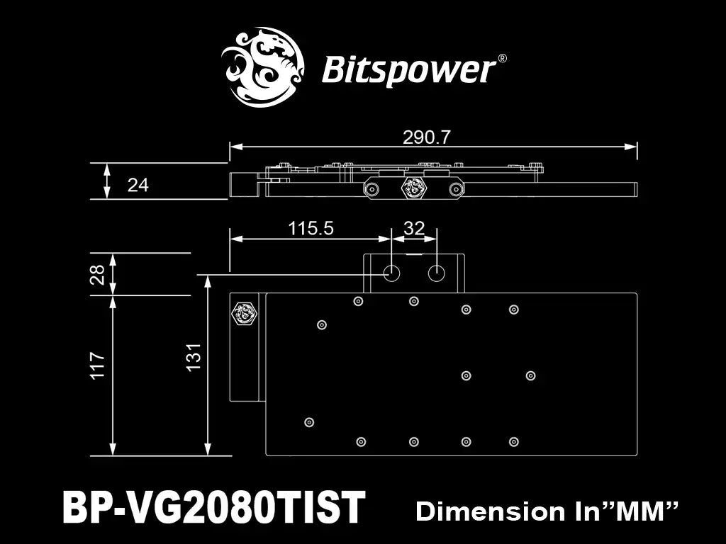 Bitspower Lotan VGA Water Block for ASUS ROG Strix GeForce RTX 20 series | BP - VG2080TIST - 885488061688 - Vektra Computers LLC