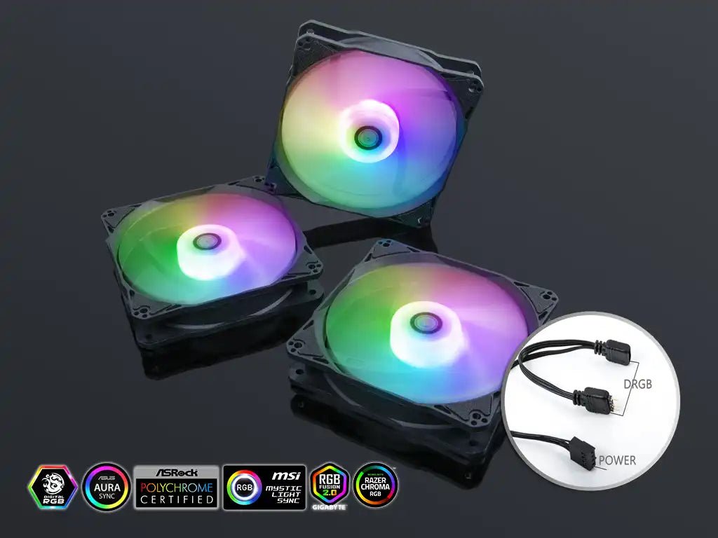 Bitspower Notos 120 Fan Digital RGB (5PCS) | BPTA - FX1812NT - 5 - 885488064566 - Vektra Computers LLC