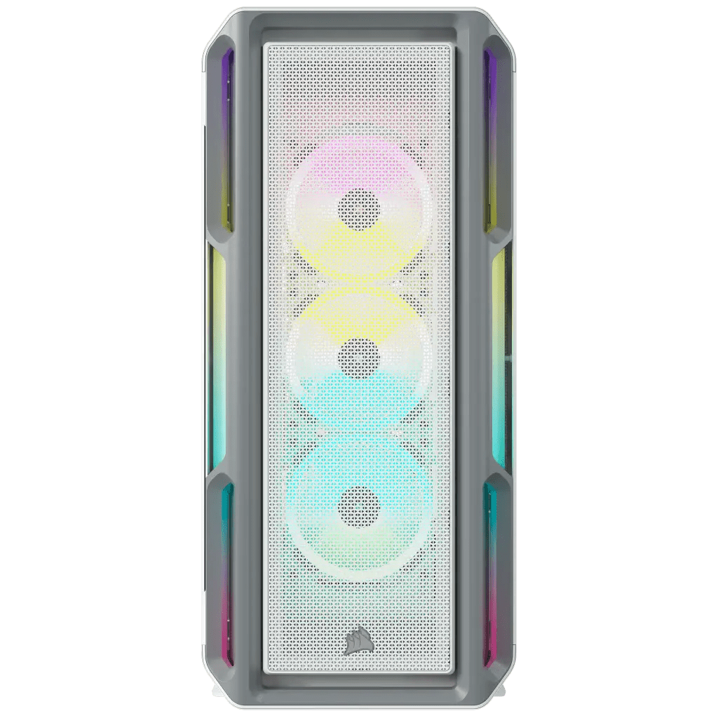 Corsair iCUE 5000T RGB Mid Tower ATX PC Case, Tempered Glass, 360mm Radiator, 3x120mm Fan Included, 7 + 2 Vertical Expansion Slots, White |CC - 9011231 - WW - Vektra Computers LLC