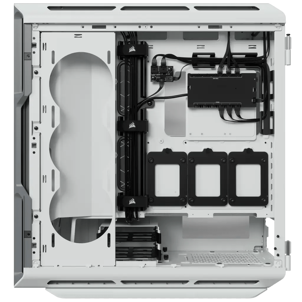 Corsair iCUE 5000T RGB Mid Tower ATX PC Case, Tempered Glass, 360mm Radiator, 3x120mm Fan Included, 7 + 2 Vertical Expansion Slots, White |CC - 9011231 - WW - Vektra Computers LLC