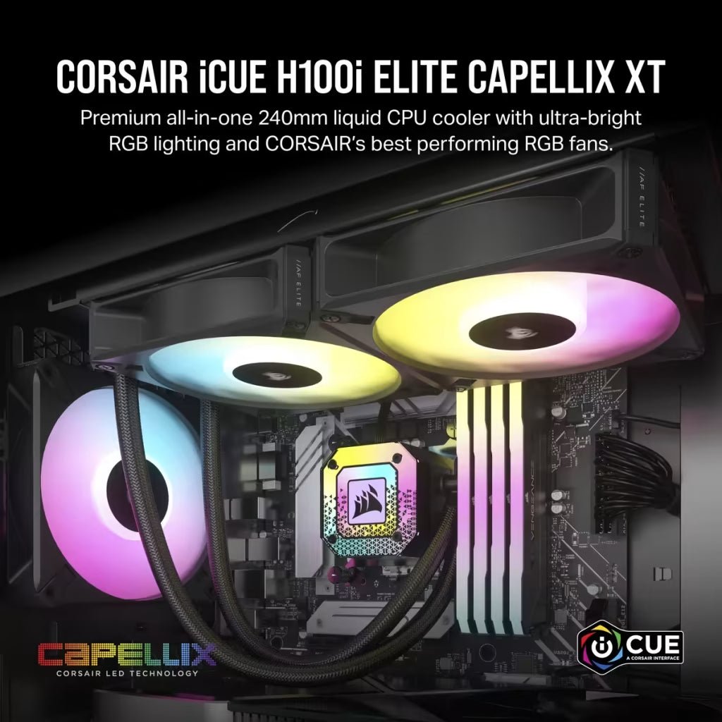 Corsair iCUE H100i ELITE CAPELLIX XT Liquid CPU Cooler| CW - 9060068 - WW - Vektra Computers LLC