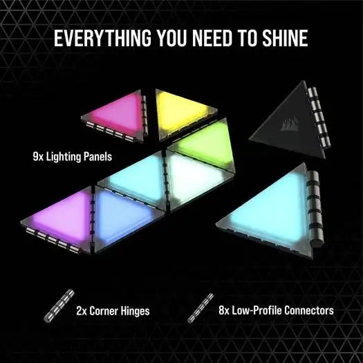 Corsair iCUE LC100 Case Accent Lighting Panels - Mini Triang 9X Tile Expansion Kit | CL - 9011115 - WW - Vektra Computers LLC
