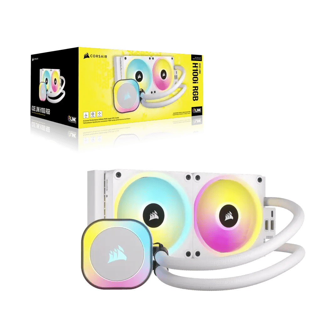 Corsair iCUE LINK H100i RGB AIO Liquid CPU Cooler - White|CW - 9061005 - WW - Vektra Computers LLC